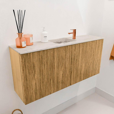 Mondiaz JOYA-DLUX 90cm meuble de toilette - couleur Oak - Vasque FAYE position Milieu 1 trou de robinet couleur Nata.