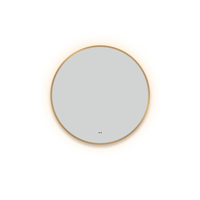 Adema Lonato Badkamerspiegel - rond - diameter 80cm - indirecte LED verlichting - spiegelverwarming - infrarood schakelaar - mat goud - beschadigd - OUTLET UDEN