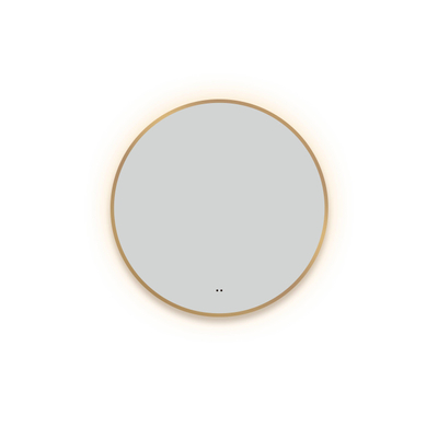 Saniclass Lonato Miroir avec éclairage rond diamètre 100cm avec éclairage LED indirect avec chauffe miroir et interrupteur infrarouge Or mat