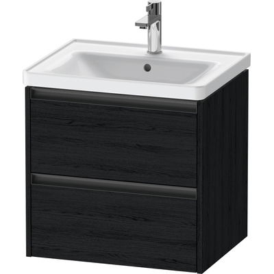 Duravit Ketho.2 Wastafelonderbouwkast - met 2 laden - 58.4x45.5x54.9cm - met grepen antracieteiken - mat zwart eiken (hout)