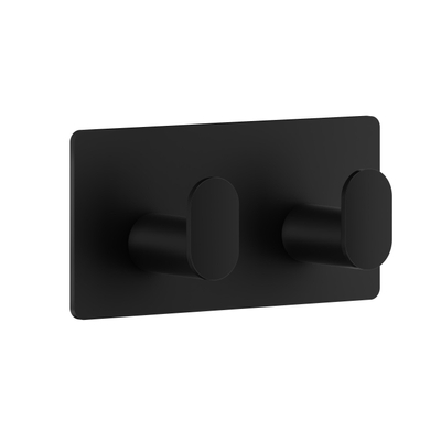 Smedbo Beslagsboden CUBE Handdoekhaak - dubbel - zelfklevend - 9.6x4.8cm - mat zwart