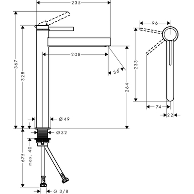 Hansgrohe Finoris eengreeps wastafelmengkraan 260 CoolStart voor waskom met Push Open afvoer chroom