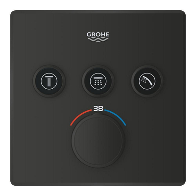 GROHE Grohtherm SmartControl afbouwdeel - vierkant - thermostatisch - 3 functies - mat zwart