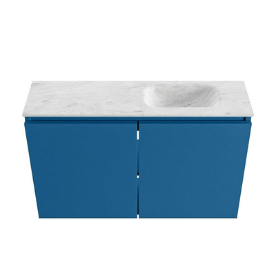 MONDIAZ TURE-DLUX 80cm toiletmeubel Jeans. EDEN wastafel Opalo positie rechts. Met 1 kraangat.