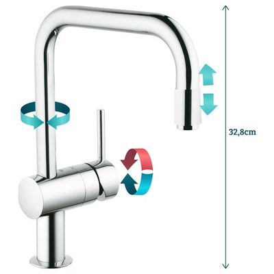 Grohe Minta Keukenkraan - hoog - uittrekbare u uitloop - chroom