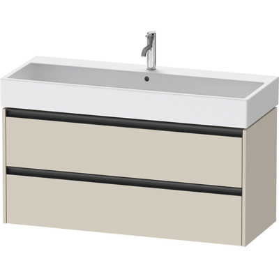 Duravit Ketho.2 Wastafelonderbouwkast - met 2 laden - voor enkele wastafel - 118.4x46x54.9cm - met grepen antraciet - taupe supermat