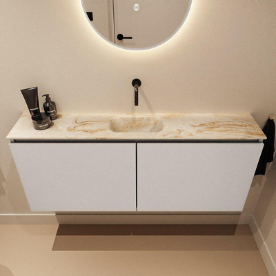 MONDIAZ TURE-DLUX 120cm toiletmeubel Linen. EDEN wastafel Frappe positie midden. Zonder kraangat.