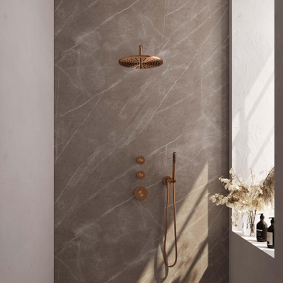 BRAUER Copper Edition inbouw regendoucheset – Ø30 cm hoofddouche – 40 cm gebogen wandarm – staafhanddouche