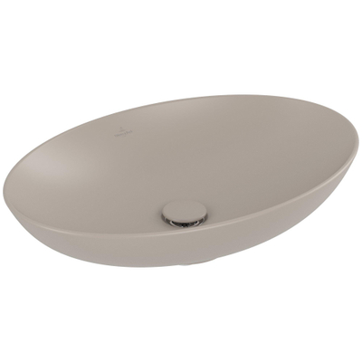 Villeroy & Boch Loop & Friends opzetwastafel - 62x42cm - zonder kraangat - zonder overloop CeramicPlus - mat almond (beige)