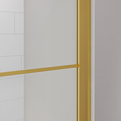 Aqua Vista Triple Paroi latérale - 100x200 cm - incl. barre murale - verre clair - laiton brossé (or)