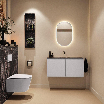 MONDIAZ TURE-DLUX Meuble toilette - 100cm - Cale - EDEN - vasque Lava - position centrale - sans trou de robinet