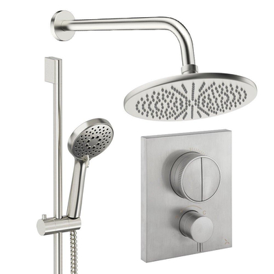 Crosswater MPRO ensemble de douche pluie encastré – douche de tête Ø 30 cm – douchette ronde – 2 leviers – inox brossé