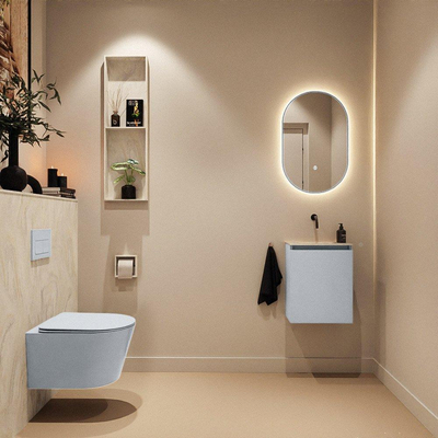 MONDIAZ TURE-DLUX Meuble toilette - 40cm - Clay - EDEN - vasque Ostra - position centrale - sans trou de robinet