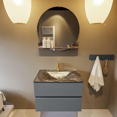 Mondiaz VICA-DLUX Ensemble de meuble de salle de bain - 70cm - meuble sous-vasque plata - 2 tiroirs - lavabo encastrée cloud milieu - 1 trou de robinet - version haute de 60cm - lave