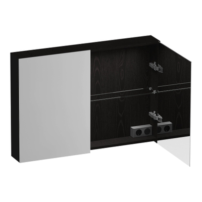 BRAUER Impress Deluxe Armoire de toilette - 100x70x15cm - éclairage à l'intérieur et à l'extérieur - 2 portes miroir double - Timber Black