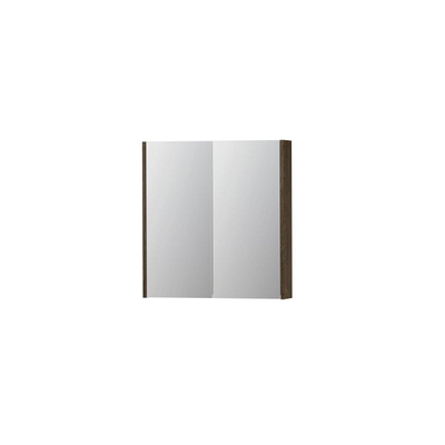 INK SPK2 spiegelkast – 70x74x14 cm – 2 deuren, dubbelzijdige spiegeldeuren – Massief eiken Charcoal