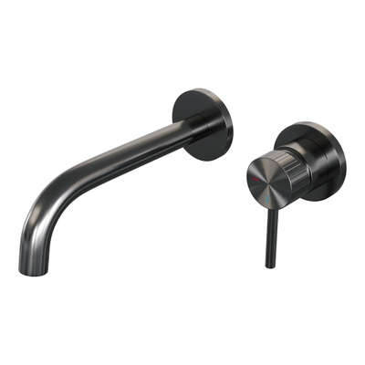 Brauer Stripe wastafelkraan - model A1 - inbouw - hoog - gebogen uitloop - PVD - gunmetal