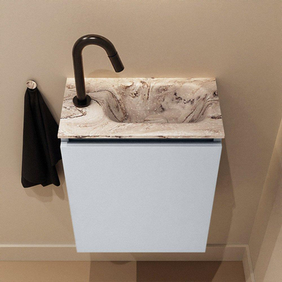 MONDIAZ TURE-DLUX 40cm toiletmeubel Clay. EDEN wastafel Glace positie rechts. Met 1 kraangat.