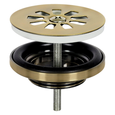 Differnz Cleo fonteinset - 31.5x31.5x10cm - Kwartrond - 1 kraangat - Gebogen matte goude kraan - Beton Grijs SHOWROOMMODEL