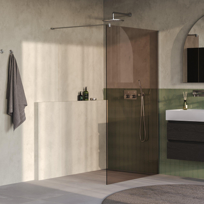 BRAUER Oblivion Inloopdouche - 120x200cm - glascoating - brons glas - Geborsteld RVS PVD