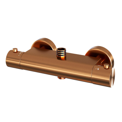 Brauer Copper Edition Regendoucheset opbouw - hoofddouche 20cm - glijstang - handdouche rond 3 standen - gladde knoppen - PVD - geborsteld koper