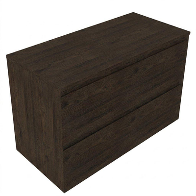 Saniclass Holz Pure Ensemble de meubles de salle de bains - 100x45x62cm - plan de travail en bois - sans trou de robinetterie - 2 tiroirs - chêne charcoal mat (bois)