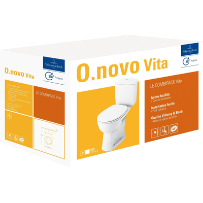 Villeroy & Boch Vicare combipack Vita - met wandcloset PK DirectFlush reservoir verhoogde closetzitting - softclose - White Alpine (glans wit)