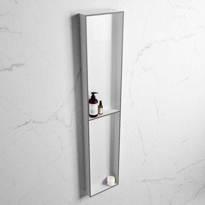 MONDIAZ EASY Nis - 89.5x29.5cm - geschikt voor in- of opbouw - 2 vakken - kleur Plata | Talc