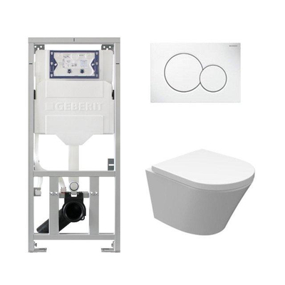 Wiesbaden Vesta Ensemble encastré - compact - 47cm - à fond creux WC suspendu - softclose - quickrelease - sans bride - plan de couverture simga01 - blanc