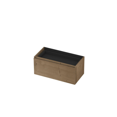 INK Wastafelonderkast - 90x45x40cm - 1 lade - greeploos - met houten keerlijst - MDF - Ash grey