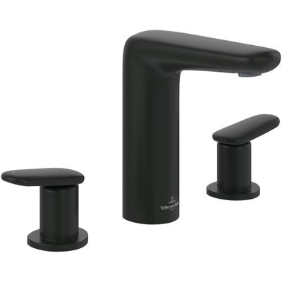Villeroy & Boch Antao 3 gats wastafelmengkraan - met push open plug - mat zwart