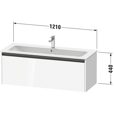 Duravit ketho 2 meuble de lavabo avec 1 tiroir pour lavabo simple 121x48x44cm avec poignée anthracite béton gris mat