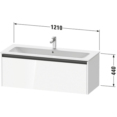 Duravit ketho 2 meuble de lavabo avec 1 tiroir pour lavabo simple 121x48x44cm avec poignée anthracite blanc brillant