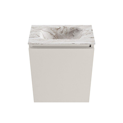 MONDIAZ TURE-DLUX meuble WC 40 cm Linen. Lavabo EDEN Glace position centrale. Sans trou de robinet.