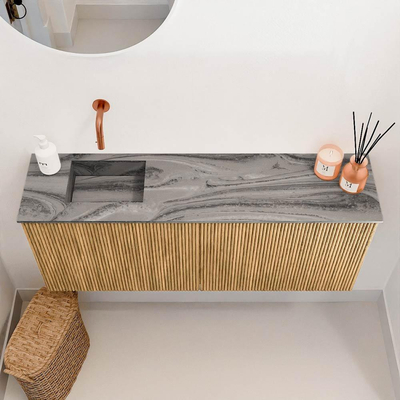 Mondiaz JOYA-DLUX 100cm meuble de salle de bains - couleur Oak - Vasque FAYE position Gauche Sans trou de robinet couleur Sombra.