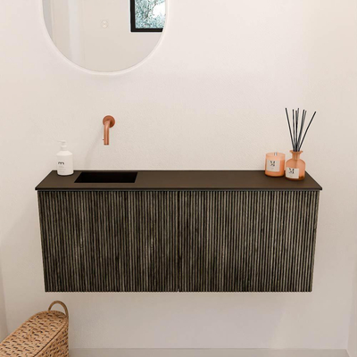 Mondiaz JOYA 100cm toiletmeubel - kleur Shadow - Wastafel FAYE positie Links Zonder kraangat kleur Urban.