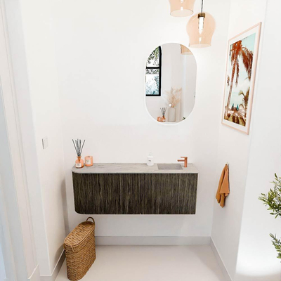 Mondiaz JOYA-DLUX 111.6cm toiletmeubel - ronding links kleur Shadow - Wastafel FAYE positie Rechts 1 kraangat kleur Glace.