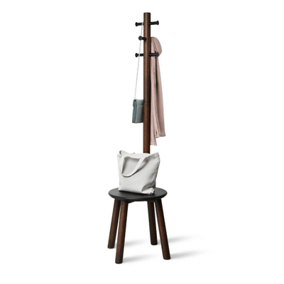 Umbra Pillar handdoekrek 50x50x165cm Rubberhout Zwart walnoot SHOWROOMMODEL