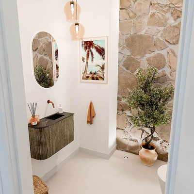 Mondiaz JOYA-DLUX 61.6cm toiletmeubel - ronding links kleur Dusk - Wastafel FAYE positie Rechts Zonder kraangat kleur Lava.