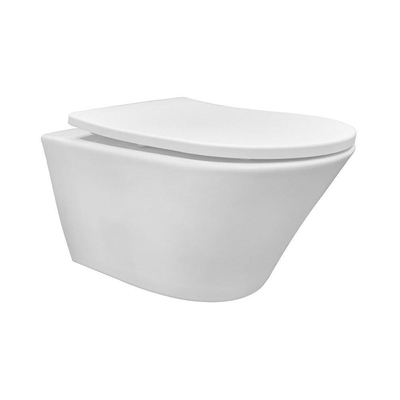 Wiesbaden Vesta Tornado WC suspendu rimless avec chasse d'eau Tornado et revêtement nano avec abattant WC Shade slim softclose et quick release finition brillante blanche