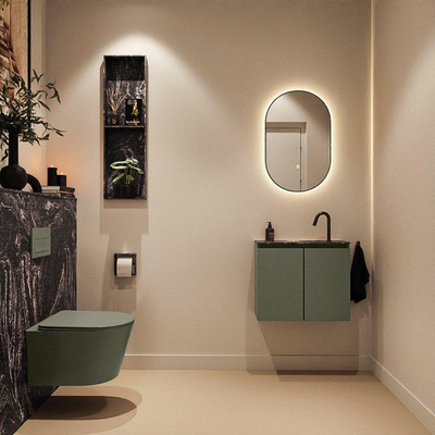 MONDIAZ TURE-DLUX 60cm toiletmeubel Army. EDEN wastafel Lava positie midden. Met 1 kraangat.