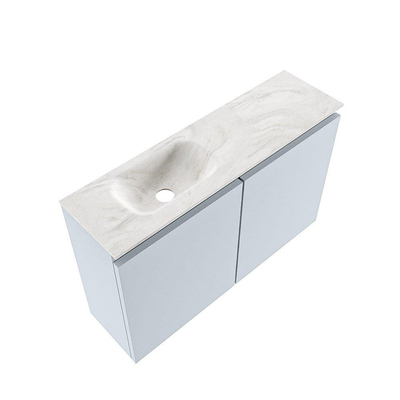 MONDIAZ TURE-DLUX 80cm toiletmeubel Clay. EDEN wastafel Ostra positie links. Zonder kraangat.