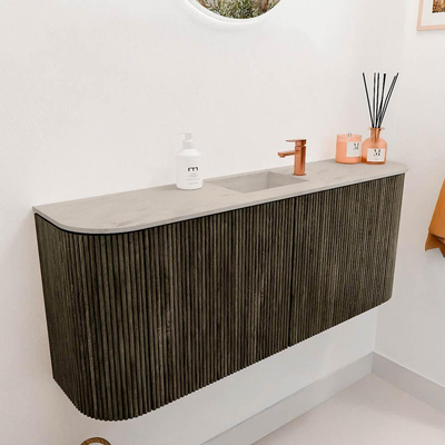 Mondiaz JOYA-DLUX 103.2cm toiletmeubel - ronding links en rechts kleur Shadow - Wastafel FAYE positie Midden 1 kraangat kleur Opalo.