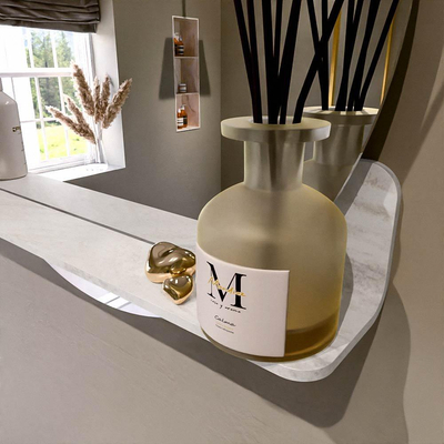 Mondiaz SPOT miroir – Ø 70 cm – avec tablette – Ostra (beige)