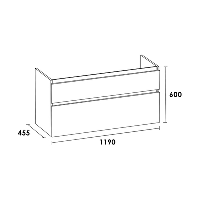 BRAUER Advance Meuble sous vasque 119x45.5x60cm 2 tiroirs 1 espace siphon sans poignée MFC Birch