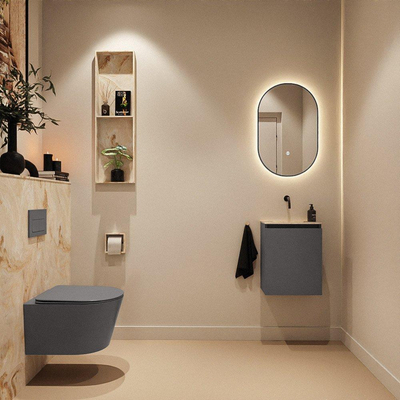 MONDIAZ TURE-DLUX 40cm toiletmeubel Dark Grey. EDEN wastafel Frappe positie midden. Zonder kraangat.