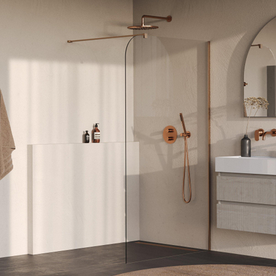 BRAUER Orion Inloopdouche - 120x200cm - helder glas - glascoating - PVD - Geborsteld Koper