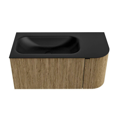 Mondiaz KURVE Ensemble de meuble de salle de bains - 95x46x40cm - 1 tiroir - 1 porte - lavabo solid surface - gauche - 1 trou de robinet - Dusk