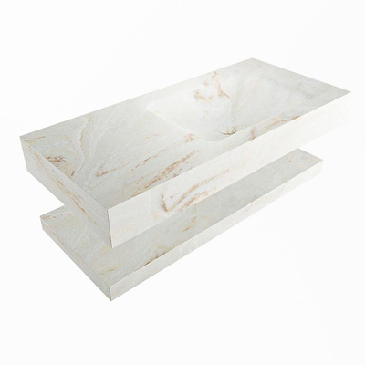Mondiaz ALAN-DLUX Ensemble de meuble - 100cm - meuble Frappe mat - 0 tiroirs - Lavabo Cloud Frappe suspendu - vasque Droite - 1 trou de robinet