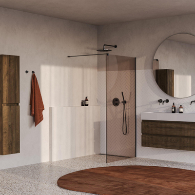 BRAUER Oblivion Douche à l'italienne - 100x200cm - revêtement verre - verre bronze - PVD gunmetal brossé